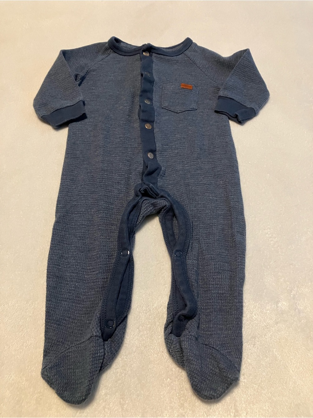 Baby Navy Blue Footed One-Piece Footie Pajamas